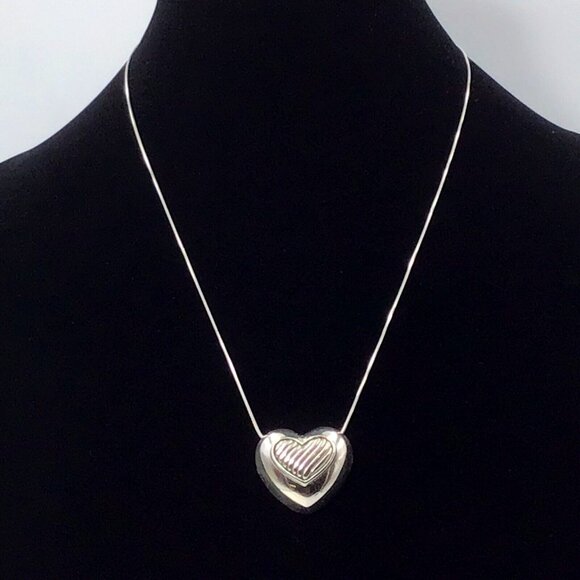 Brighton Heart Pendant and Sterling Silver Polished Snake Chain 22” - Picture 1 of 11